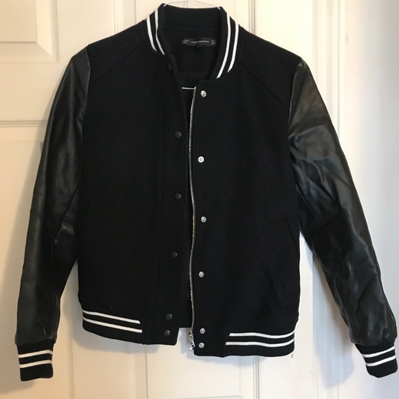 Zara Jackets & Coats | Zara Letterman Jacket Faux Leather | Poshmark